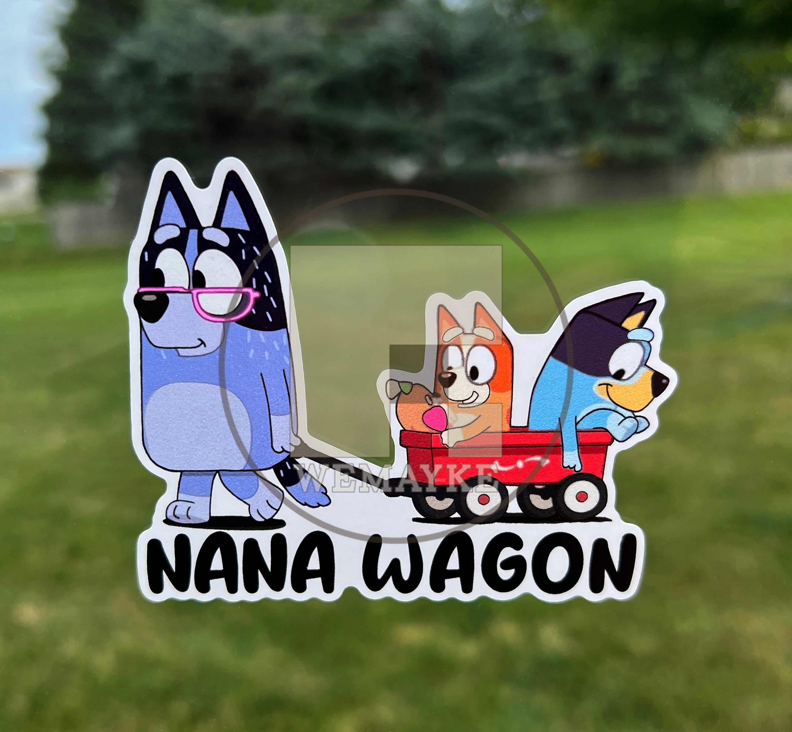 (B27) Nana Wagon of 2 - Dog Family Decal / Sticker